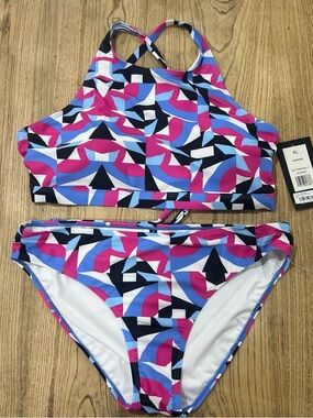 Spyder Women’s Two-Piece Bikini Set in Pink, Blue, Black, White adjustable back